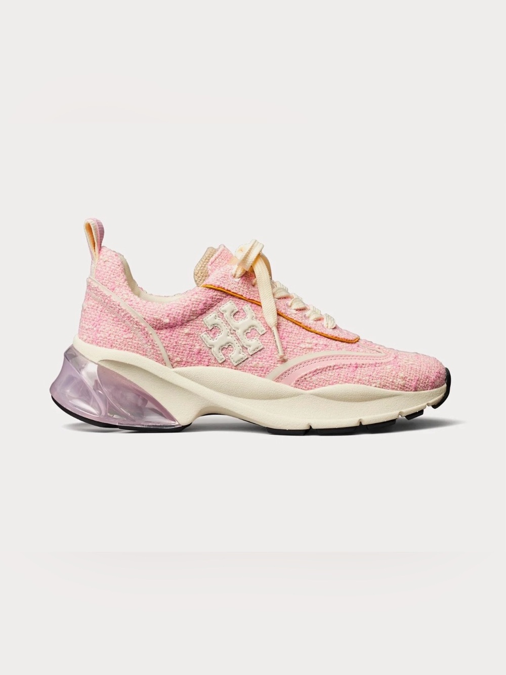 Tory Burch Good Luck Low Top Sneakers in Tweed Pink Size 7.5